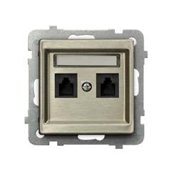 SONATA Gniazdo telefoniczne podwójne niezależne nowe srebro GPT-2RMN/m/44