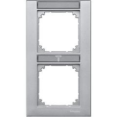 Merten M-Plan Ramka podwójna pionowa z polem opisowym aluminium MTN476260