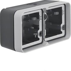 Berker W.1 Puszka natynkowa podwójna pozioma 2 wejścia IP55 szary 6719323505