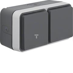 Berker W.1 Gniazdo podwójne poziome SCHUKO kompletne 4 wejścia IP55 szary 47753525