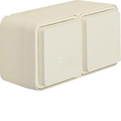 Berker W.1 Gniazdo podwójne poziome SCHUKO kompletne 2 wejścia IP55 biały 47843512