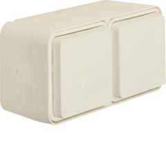 Berker W.1 Gniazdo podwójne poziome z/u kompletne 2 wejścia IP55 biały 6768823522