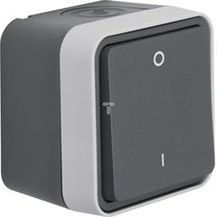 Berker W.1 Łącznik dwubiegunowy z nadrukiem 0/1"" kompletny IP55 szary 30723505""