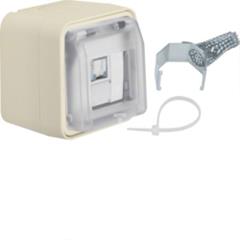 Berker W.1 Gniazdo teleinformatyczne UAE 8 RJ45 kat.6 z pokrywą kompletne IP55 biały 14093502