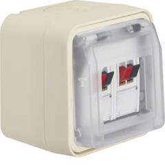 Berker W.1 Gniazdo głośnikowe podwójne z pokrywą kompletne IP55 biały 11963512