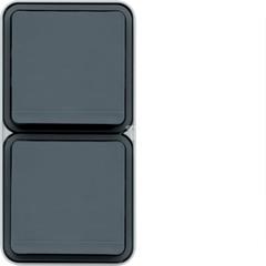 Berker W.1 Gniazdo podwójne pionowe z/u kompletne IP55 szary WNC132