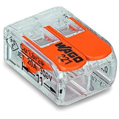 Szybkozłączka 2x0,2-4mm2 transparentna / pomarańczowa 221-412