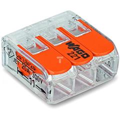 Szybkozłączka 3x0,2-4mm2 transparentna / pomarańczowa 221-413