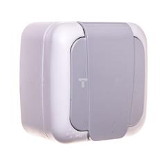 PALMIYE Gniazdo pojedyncze z uziemieniem klapką szare IP54 90555515