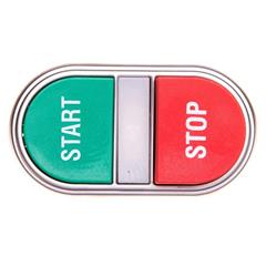 Przycisk sterowniczy 22mm podwójny czerwono/ zielony podświetlany wystający/kryty z samopowrotem bez adaptera LPCBL7233