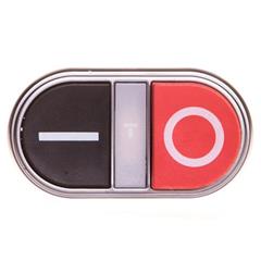 Przycisk sterowniczy 22mm podwójny czarno/czerwony podświetlany wystający/kryty z samopowrotem bez adaptera LPCBL7222