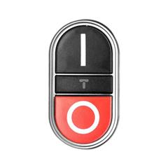 Przycisk sterowniczy 22mm podwójny czarno/czerwony z samopowrotem bez adaptera /I-0/ LPCB7222