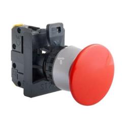 Napęd kompletny grzybkowy 22mm czerwony /pierścień niklowany/ ST22-DC\.