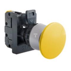 Przycisk grzybkowy żółty pierśceiń niklowany 1R 30mm  ST22-DG