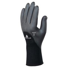 Rękawice dziane z poliamidu bezszwowe strona chwytna i palce powlekane poliuretanem czarne rozmiar 9 VE703NO VE703NO09