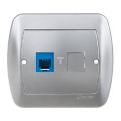 Simon Akord Gniazdo telefoniczne pojedyncze RJ12 aluminium metalizowane AT1/26 WMAT-4010xx-D012