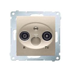 Simon 54 Gniazdo antenowe podwójne R/TV przelotowe złoty mat DAP14.01/44 WMDA-02140x-044