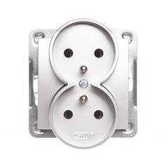 IMPRESJA Gniazdo podwójne z/u 16A srebrne GP-2YRZ/m/18