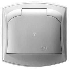 TOP Gniazdo hermetyczne z/u 16A schuko IP44 z klapką i przesłonami białe GPH-1TSP/00/w