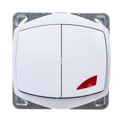 TON Łącznik świecznikowy podwójny z podświetleniem bez ramki biały ŁP-2CS/m/00