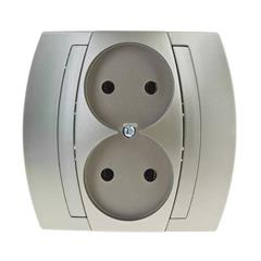 GAZELA Gniazdo podwójne b/u 16A IP20 satynowe GP-2J/16/16