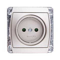 GAZELA Gniazdo pojedyncze b/u 16A IP20 z przesłonami torów satynowe GP-1JP/m/16/16