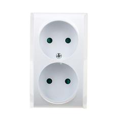 BIS Gniazdo podwójne b/u 16A IP20 z przesłonami torów białe GN-2BP/00