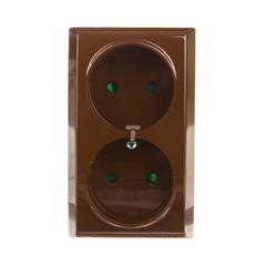 BIS Gniazdo podwójne b/u 16A IP20 z przesłonami torów brązowe GN-2BP/24