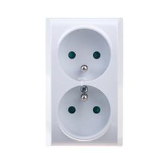 BIS Gniazdo podwójne z/u 16A IP20 z przesłonami torów białe GN-2BZP/00