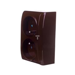 BIS Gniazdo podwójne z/u 16A IP20 z przesłonami torów brązowe GN-2BZP/24