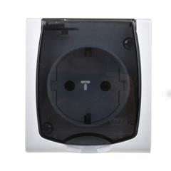 MADERA Gniazdo hermetyczne pojedyncze z/u SCHUKO 16A IP44 z klapką przezroczystą białe GNH-1NS/00/d