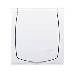 MADERA Gniazdo hermetyczne pojedyncze z/u SCHUKO 16A IP44 z przesłonami torów i klapką białe GNH-1NSP/00/w