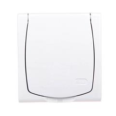 MADERA Gniazdo hermetyczne pojedyncze z/u 16A IP44 z przesłonami torów i klapką białe GNH-1NZP/00/w