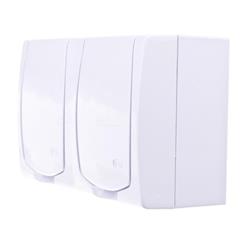 MADERA Gniazdo hermetyczne podwójne z/u 16A IP44 z przesłonami torów i klapką białe GNH-2NZP/00/w