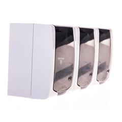 MADERA Gniazdo hermetyczne potrójne z/u SCHUKO 16A IP44 z przesłonami torów i klapką przezroczystą białe GNH-3NSP/00/d