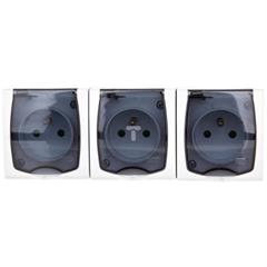 MADERA Gniazdo hermetyczne potrójne z/u 16A IP44 z przesłonami torów i klapką przezroczystą białe GNH-3NZP/00/d