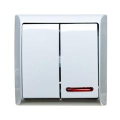 BIS Łącznik świecznikowy 10AX IP20 z podświetleniem LED pomarańczowym biały ŁN-2BS/00