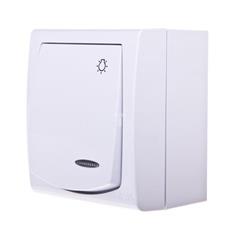 MADERA Przycisk hermetyczny ''światło'' 1Z 10AX IP44 z podświetleniem LED pomarańczowym biały ŁNH-5NS/00