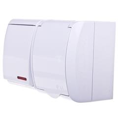 FALA Łącznik hermetyczny jednobiegunowy z podświetleniem LED + gniazdo hermetyczne pojedyncze z/u z klapką białe ZH-Ł1SG/00/w