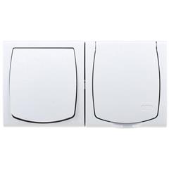 MADERA Łącznik hermetyczny jednobiegunowy + gniazdo hermetyczne pojedyncze z/u z klapką biały ZH-NŁ1G/00/w