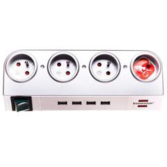 Przedłużacz biurowy Desktop-Power z gniazdami USB-Hub 2.0 4 gniazda srebrny 1,8m H05VV-F 3G1,5 1153541134