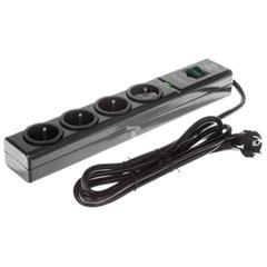 Przedłużacz listwowy przepięciowy hugo! 19500A 2m 4 gniazda antracyt H05VV-F 3G1,5 1150614314