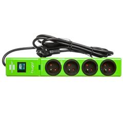 Przedłużacz listwowy przepięciowy hugo! 19500A 2m 4 gniazda zielony H05VV-F 3G4,5 1150614394