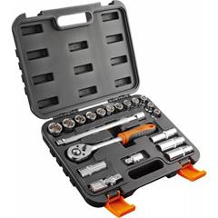 Klucze nasadowe 1/2 cala CrV /zestaw 20szt/ 08-661