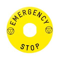 Tabliczka opisowa żółta okrągła fi90 EMERGENCY STOP ZBY8330