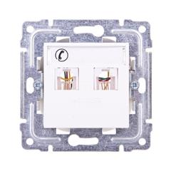 DANTE Gniazdo telefoniczne podwójne 2xRJ 11 z etykietą białe 450464