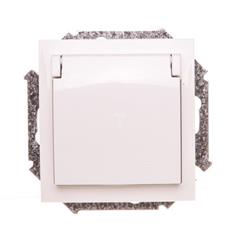 Simon 15 Gniazdo hermetyczne pojedyncze z/u 16A IP20 z klapką pełną bez uszczelki białe 1591940B-030 WS15-1591940B-030