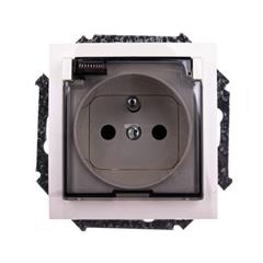 Simon 15 Gniazdo hermetyczne pojedyncze z/u 16A IP44 z klapką transparentną beżowe 1591940-031A WS15-1591940-031A