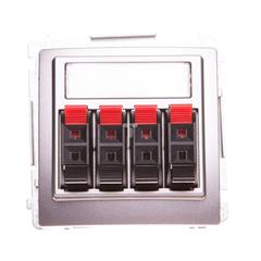 Simon Basic Gniazdo głośnikowe poczwórne z polem opisowym stal inox BMGL34.01/21 WMUG-04000x-J011