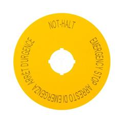 Tabliczka opisowa żółta okrągła fi90 EMERGENCY STOP M22-XAK11 121085